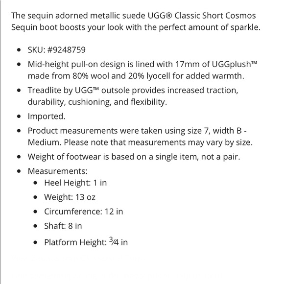 UGG Silver Gold Classic Short Flip Sequin Cosmos - Picture 15 of 15